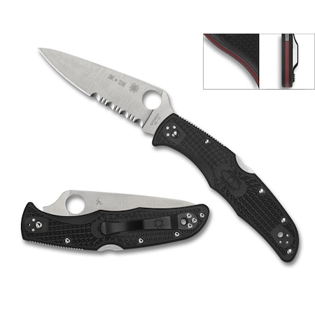 Spyderco 2023 Spyderco Reveal 8 Endura 4 Wildland Firefighter Foundation, Lightweight Blk, Flat Ground Combo SPY-C10FPSBKRD